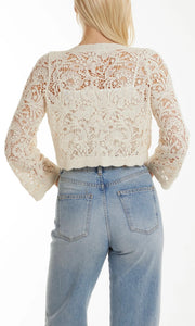 CROPPED FLORAL CROCHET CARDIGAN