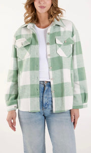 SAGE GREEN CHECK BUTTON POCKET SHACKET