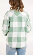 Load image into Gallery viewer, SAGE GREEN CHECK BUTTON POCKET SHACKET