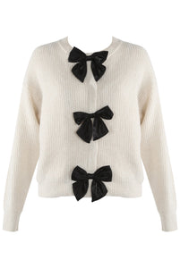 CREAM BOW CARDIGAN