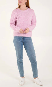 PINK EMBROIDERED FLOWER KNIT JUMPER