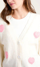 Load image into Gallery viewer, CREAM KNITTED HEART BUTTON CARDIGAN