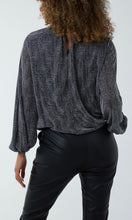 Load image into Gallery viewer, PUFFBALL HIGH NECK METALLIC BLOUSE