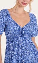 Load image into Gallery viewer, BLUE DITSY FLORAL SWEETHEART NECKLINE MIDI DRESS