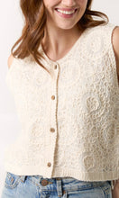 Load image into Gallery viewer, FLORAL CROCHET BUTTON-UP VEST