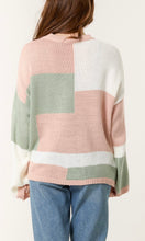 Load image into Gallery viewer, PINK AND SAGE COLOUR BLOCK KNIT JUMPER