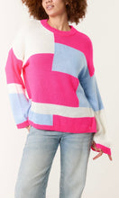 Load image into Gallery viewer, BRIGHT PINK AND BLUE COLOUR BLOCK KNIT JUMPER