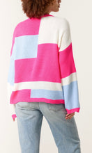 Load image into Gallery viewer, BRIGHT PINK AND BLUE COLOUR BLOCK KNIT JUMPER