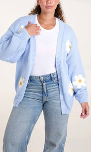 SKY BLUE DAISY CARDIGAN