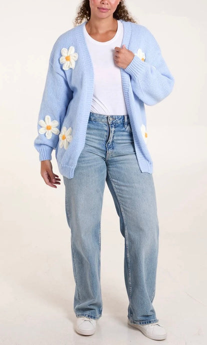 SKY BLUE DAISY CARDIGAN