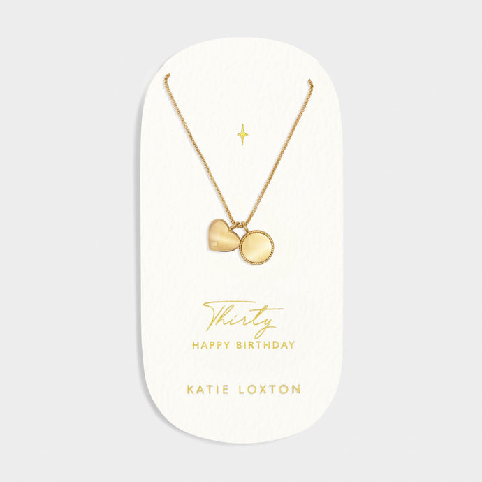 '30th Birthday' Waterproof Gold Sentiment Necklace