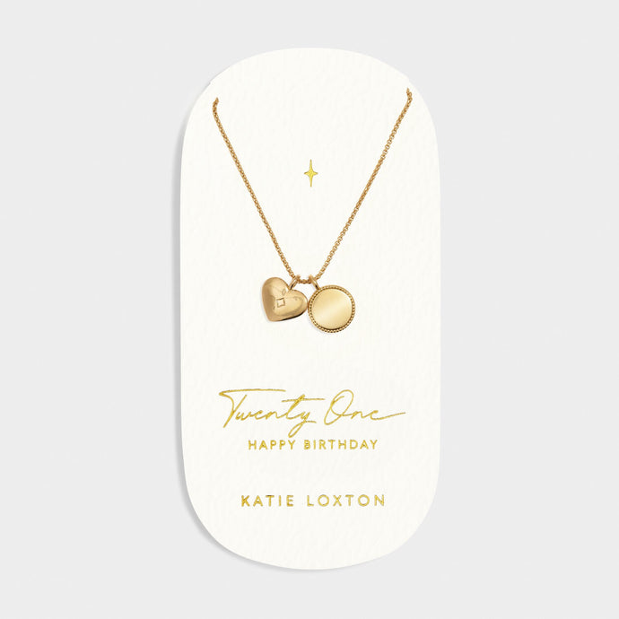 '21st Birthday' Waterproof Gold Sentiment Necklace