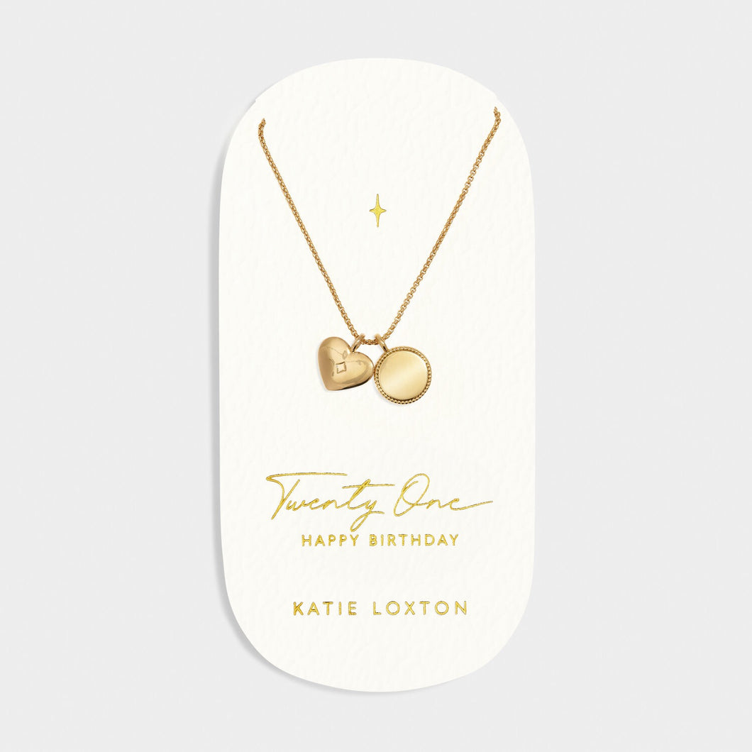 '21st Birthday' Waterproof Gold Sentiment Necklace