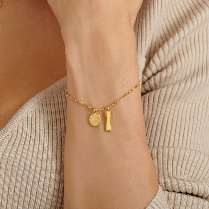 'Positivity' Waterproof Gold Charm Bracelet