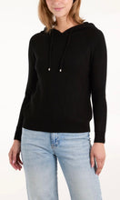 Load image into Gallery viewer, BLACK FINE RIBBED KNIT HOODED JUMPER