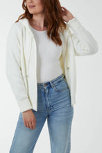 Load image into Gallery viewer, IVORY ZIP UP COSY HOODIE