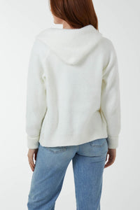 IVORY ZIP UP COSY HOODIE