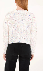 CREAM RAINBOW SPACE DYE BOUCLE KNIT CROPPED JUMPER