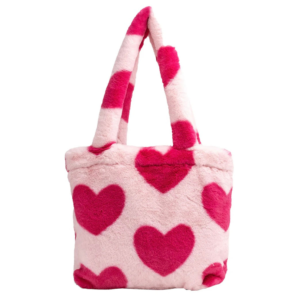 Pink fur tote bag on sale