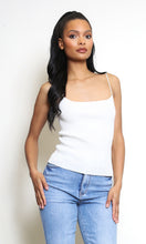 Load image into Gallery viewer, White Ribbed Strappy Cami Top