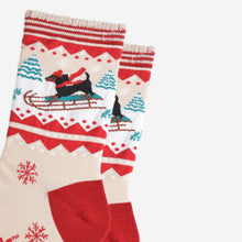 Load image into Gallery viewer, Women&#39;s Bamboo Socks - Cream/Red, Sausage Dog Sledge: UK 3-7 | EU 36-40 | US 5-9