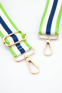 Contrasting Colourblock Striped Bag Strap in Blue & Lime