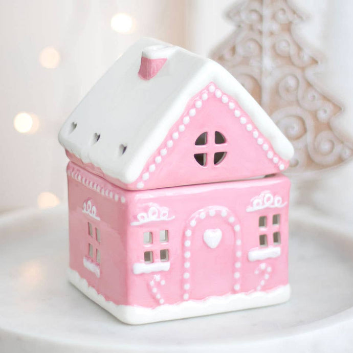 Pink Gingerbread House Christmas Oil Burner