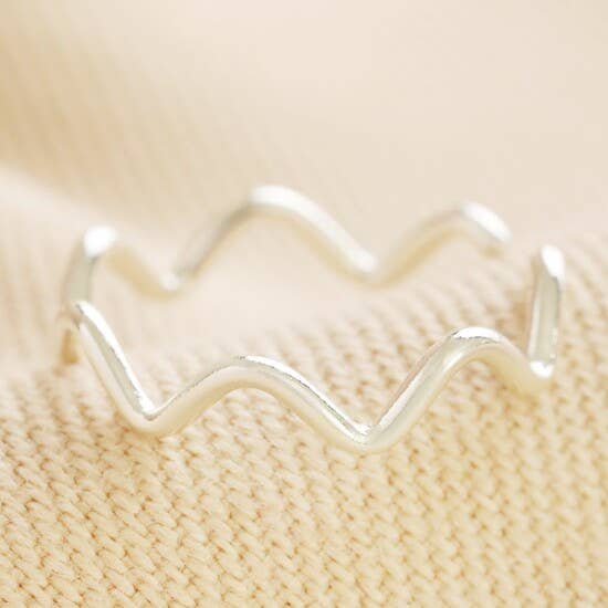 Wavy Lines Adjustable Ring Silver