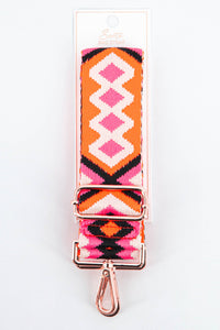 Woven Aztec Print Wide Bag Strain Pink & Orange: One-size