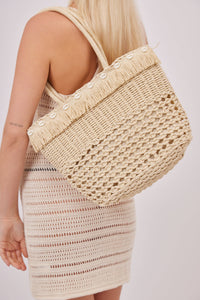 Woven Faux Shell Bag in Natural: Natural