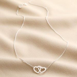 Interlocking Heart Necklace in Silver