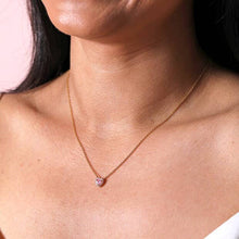 Load image into Gallery viewer, Tiny Pink Crystal Heart Pendant Necklace in Gold