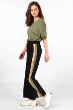 Load image into Gallery viewer, Double Stripe Elasticated Waist Wide Leg Trousers in Black
