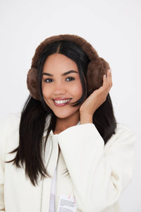 Fluffy Faux-Fur Earmuffs in Brown