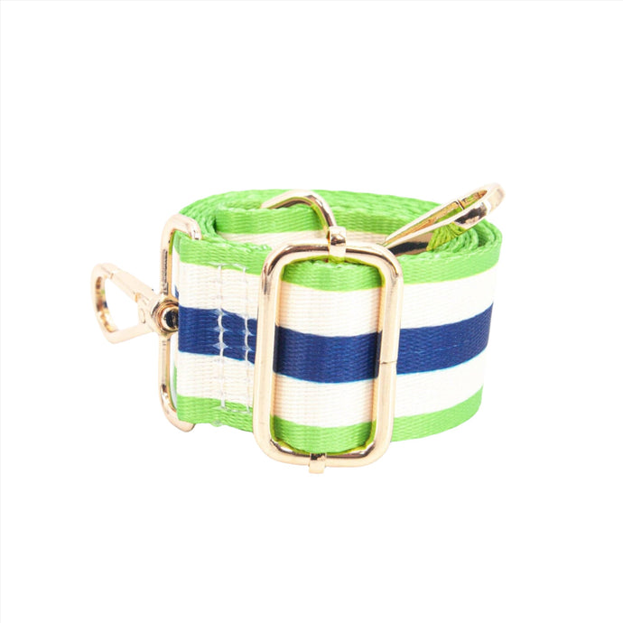 Contrasting Colourblock Striped Bag Strap in Blue & Lime