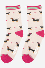 Load image into Gallery viewer, Women&#39;s Sausage Dog Love Heart Glasses Bamboo Socks: UK 3-7 | EU 36-40