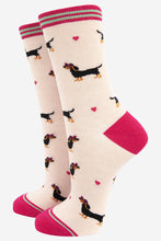 Load image into Gallery viewer, Women&#39;s Sausage Dog Love Heart Glasses Bamboo Socks: UK 3-7 | EU 36-40