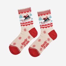 Load image into Gallery viewer, Women&#39;s Bamboo Socks - Cream/Red, Sausage Dog Sledge: UK 3-7 | EU 36-40 | US 5-9