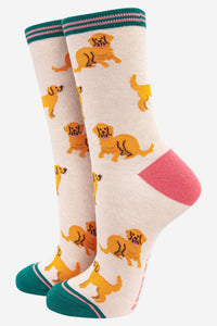 Women's Golden Retriever Bamboo Dog Socks: UK 3-7 | EU 36-40 | US 5-9