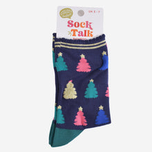 Load image into Gallery viewer, Women&#39;s Bamboo Socks - Navy Blue/Pink, Christmas Tree: UK 3-7 | EU 36-40 | US 5-9