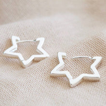 Load image into Gallery viewer, Silver Star Hoop Earrings