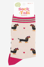 Load image into Gallery viewer, Women&#39;s Sausage Dog Love Heart Glasses Bamboo Socks: UK 3-7 | EU 36-40