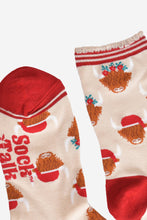 Load image into Gallery viewer, Women&#39;s Bamboo Socks - Cream/Red, Christmas Highland Cow: UK 3-7 | EU 36-40 | US 5-9