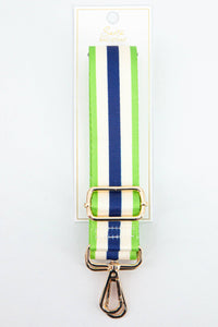 Contrasting Colourblock Striped Bag Strap in Blue & Lime