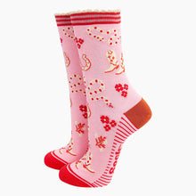 Load image into Gallery viewer, Women&#39;s Bamboo Socks - Pink, Western Cowgirl Snakes: UK 3-7 | EU 36-40 | US 5-9