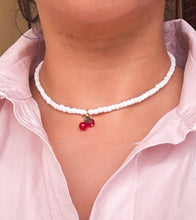 Load image into Gallery viewer, Cherry Pendant Pearl Necklace: 16inches