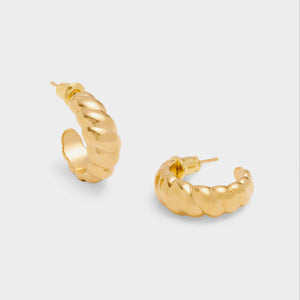 Harper Waterproof Gold Twist Hoop Earrings