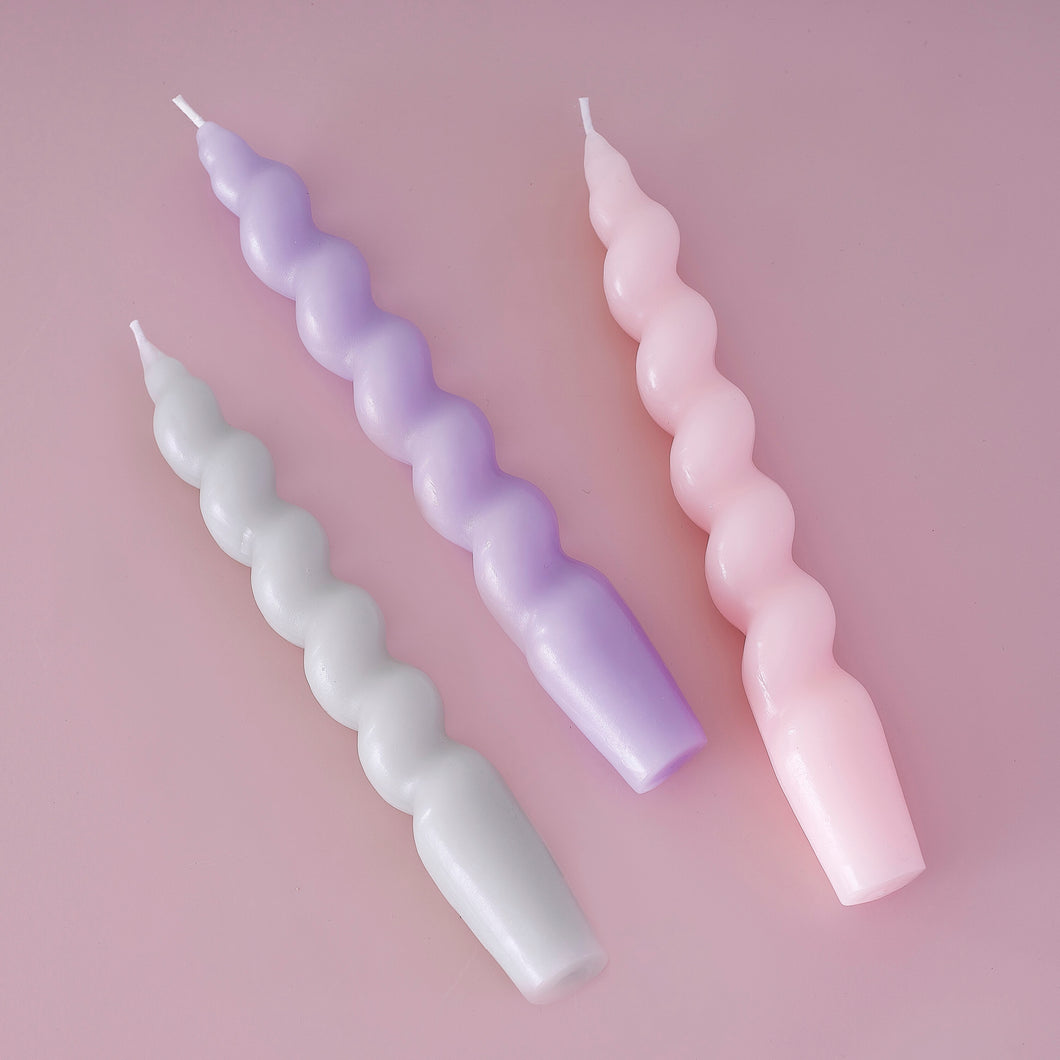 Pastel Spiral Dinner Candles