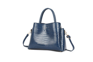 Teal Patent Croc Handbag