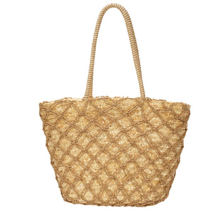 Straw Woven Beach Bag in Natural